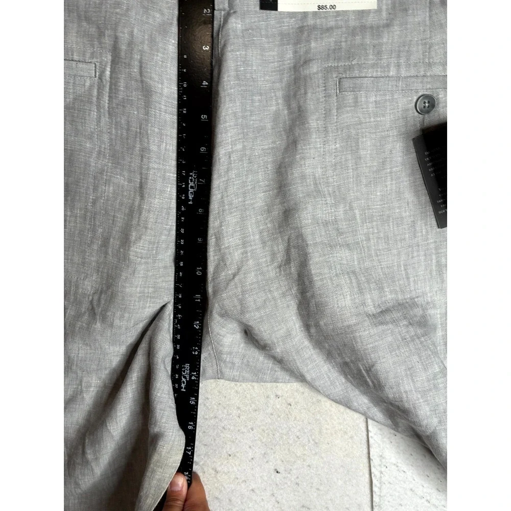 Murano Linen Pants Men's 38x30 Light Gray Relaxed Fit Flat Front Straight Leg